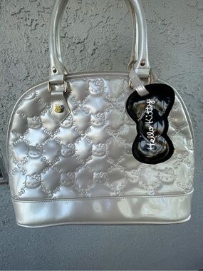 Hello Kitty Pearlescent White Embossed Dome Satchel